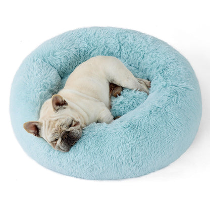 Bedsure Calming Small Medium Dog Bed Donut Washable Puppy Bed,27ins Camel
