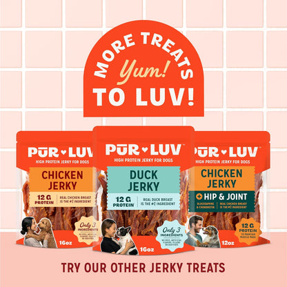 Pur Luv Chicken Jerky Dog Treats,100% Real Chicken Breast, 16 Ounces