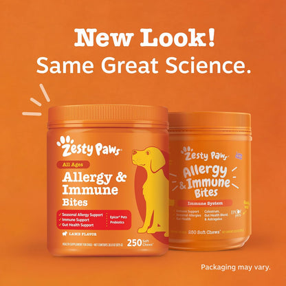 Zesty Paws Dog Allergy Chews - Dog Allergy Relief, Lamb, 90 Ct