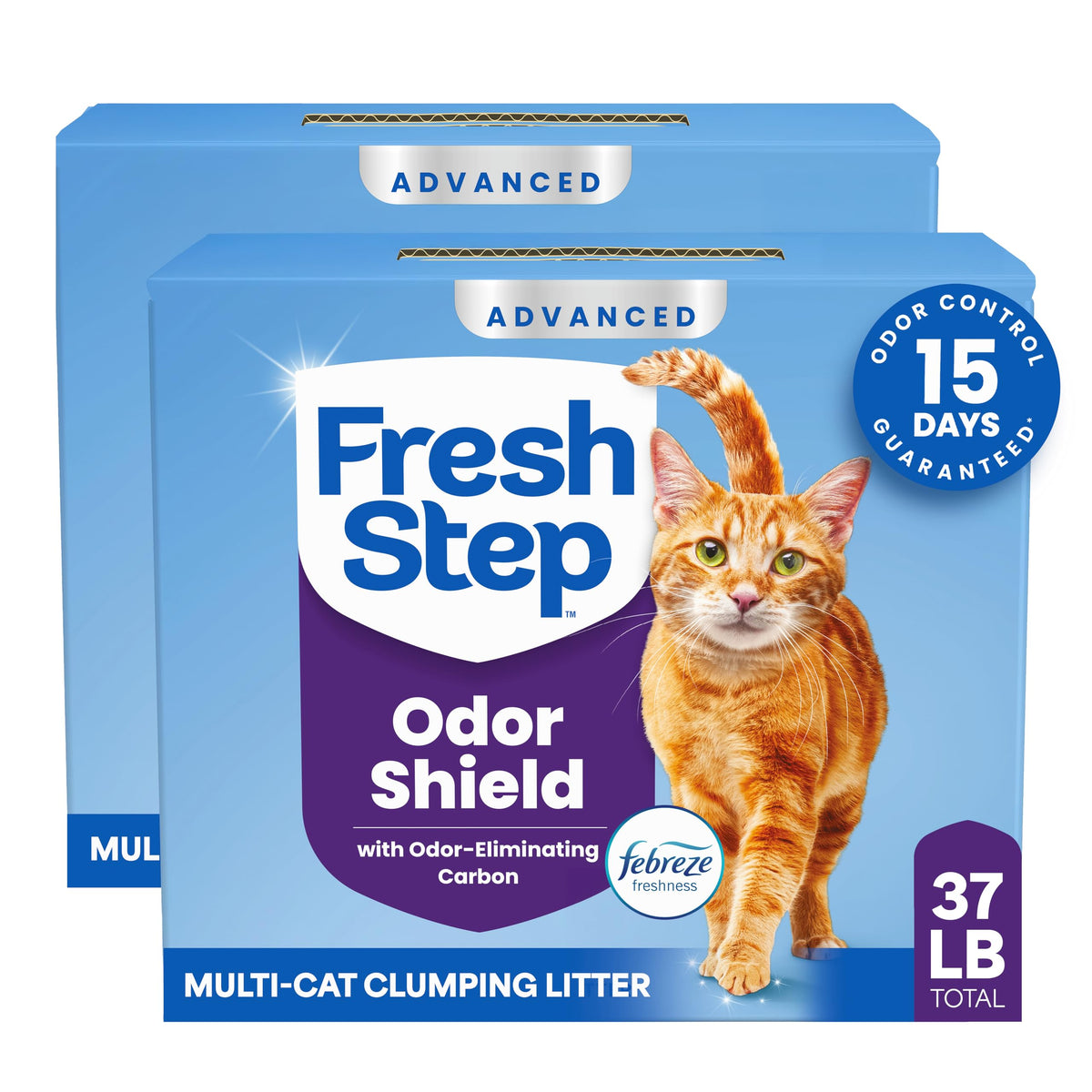 Fresh Step Advanced Odor Shield Clumping Cat Litter with Gain, 18.5 lb, 2Pk