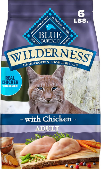 Blue Buffalo Wilderness Chicken Adult Dry Cat Food, Grain-Free, 12 lb