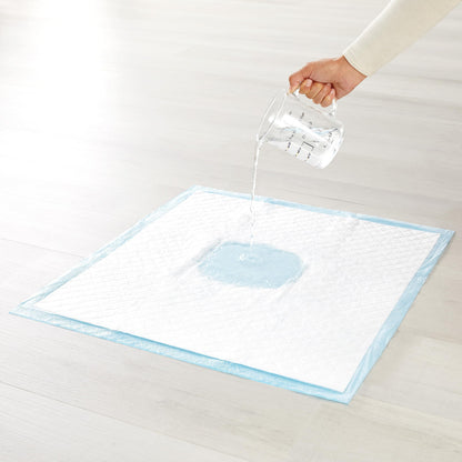 Amazon Basics Heavy Duty Dog and Puppy Pee Pads, Leak-Proof 5-Layer Super Absorbent, Quick-Dry Surface for Potty Training and Housebreaking, Giant Size, 27.5 x 44 Inch, Blue & White, 30-Pack