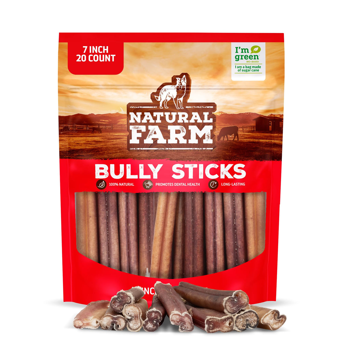 Natural Farm Odor-Free Bully Sticks (4-8”, 16oz) ALL-NATURAL Long-Lasting Chews, 100% Beef Pizzle, Grass-Fed, Grain-Free, Hormone-Free, Protein for Muscle Development & Energy, Perfect For Medium Dogs