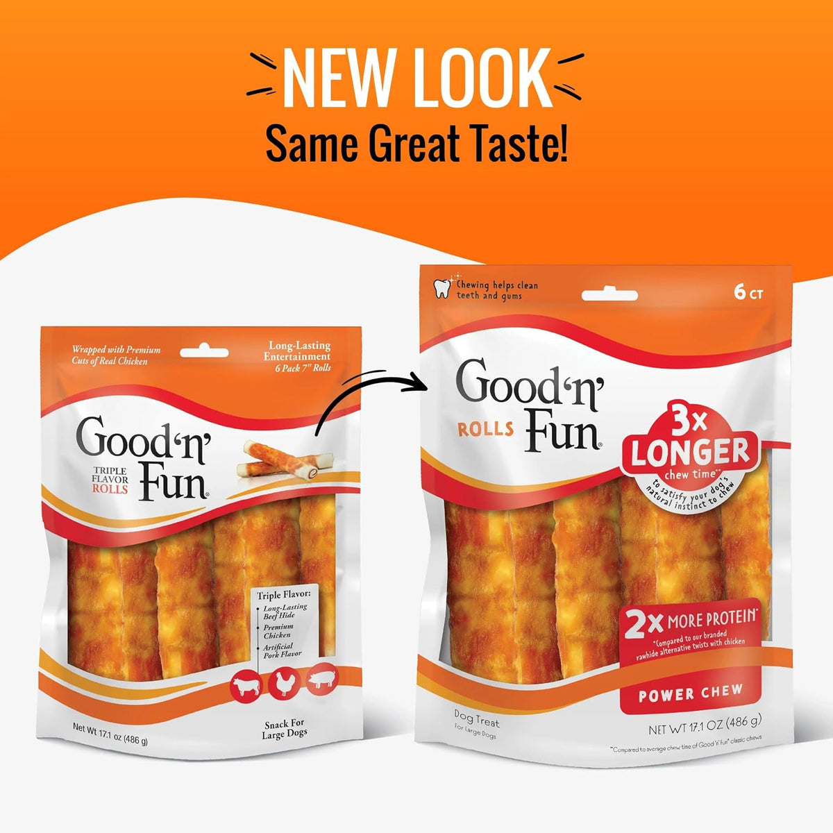 Good 'n' Fun Roll Long-Lasting Dog Treat for Large Dogs, 6 Count
