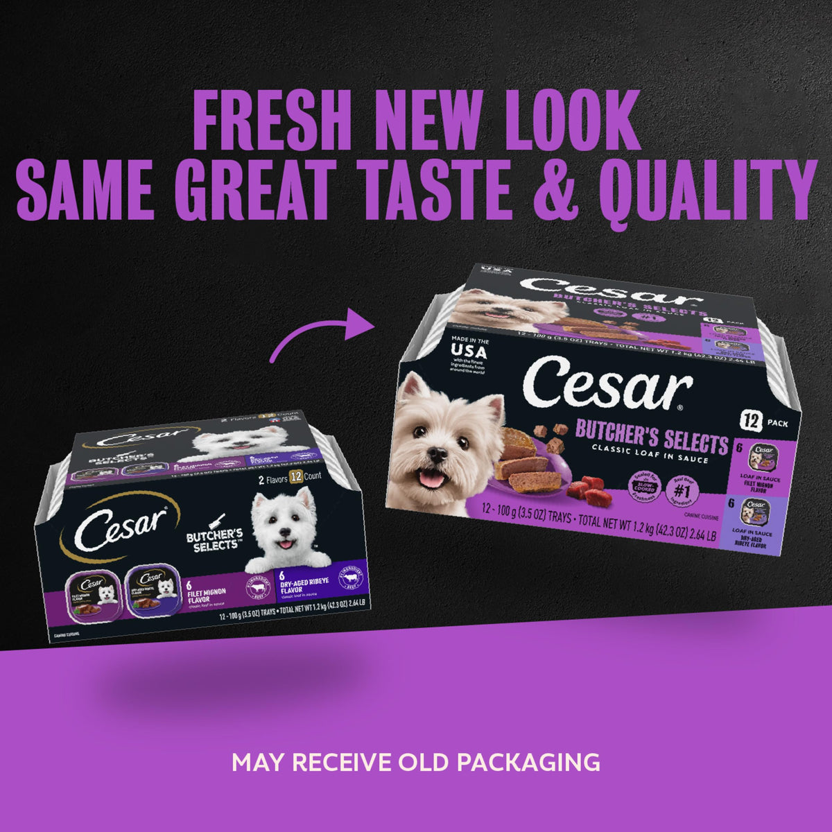 Cesar Classic Loaf in Sauce Wet Dog Food, Meaty Selects, 3.5 oz, 36 Count