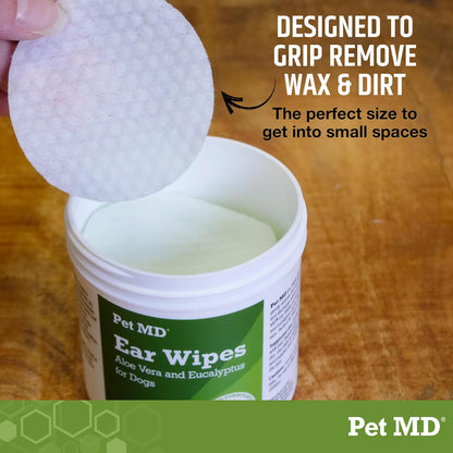 Pet MD Dog Ear Cleaning Wipes – Otic Cleanser for Dogs - 100 ct