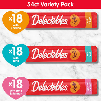Delectables Squeeze Up Variety Pack, Creamy Squeezable Puree, Lickable Wet Cat Treats, Grain Free, No Added Fillers, No by-Products, No Added Preservatives, 0.5 Ounces Tube, 20 Tubes Total
