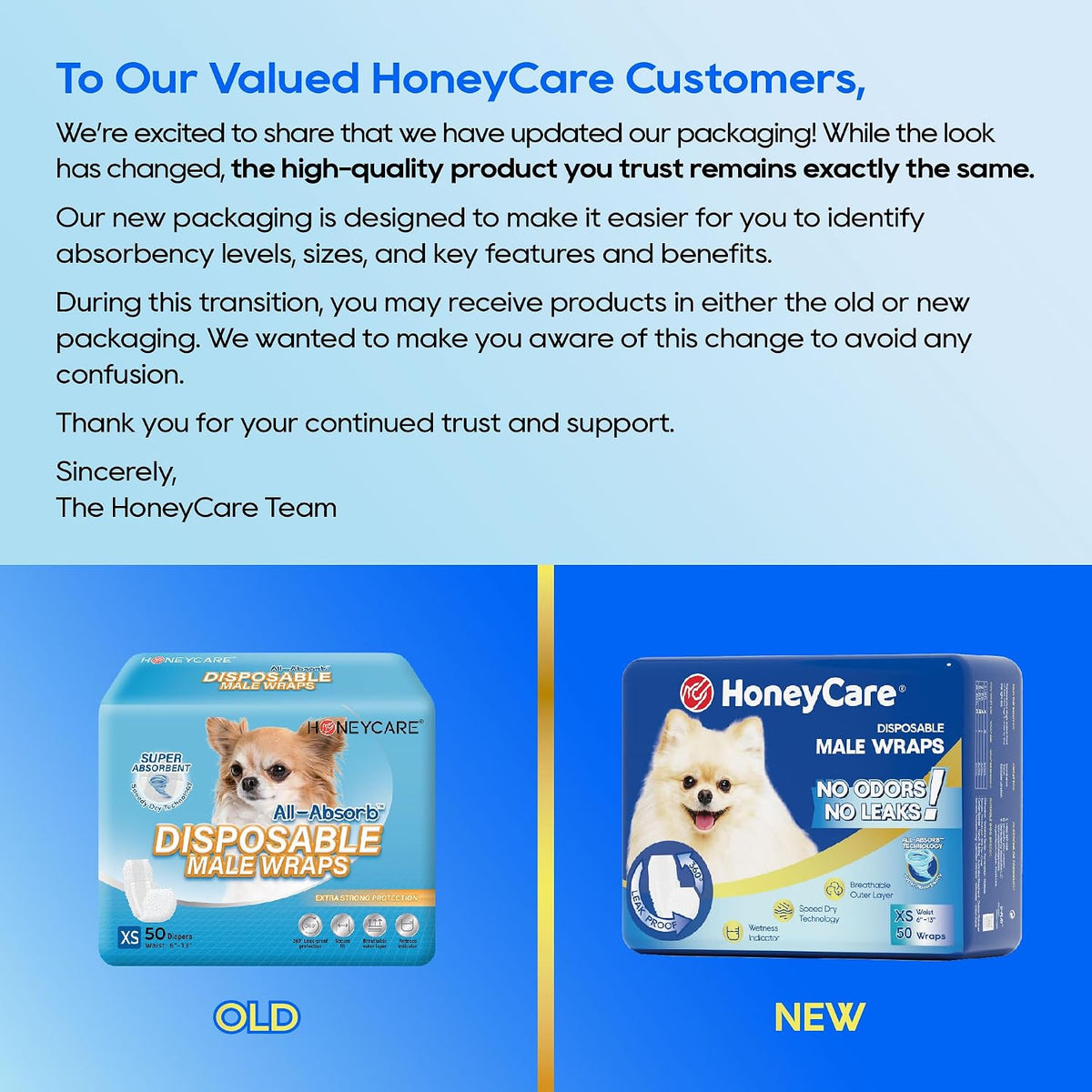 HONEY CARE All-Absorb A24 Male Dog Wrap, 50 Count, Large