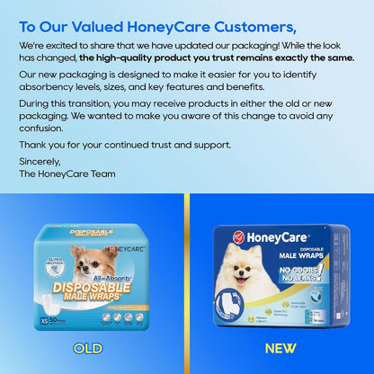 HONEY CARE All-Absorb A24 Male Dog Wrap, 50 Count, Large