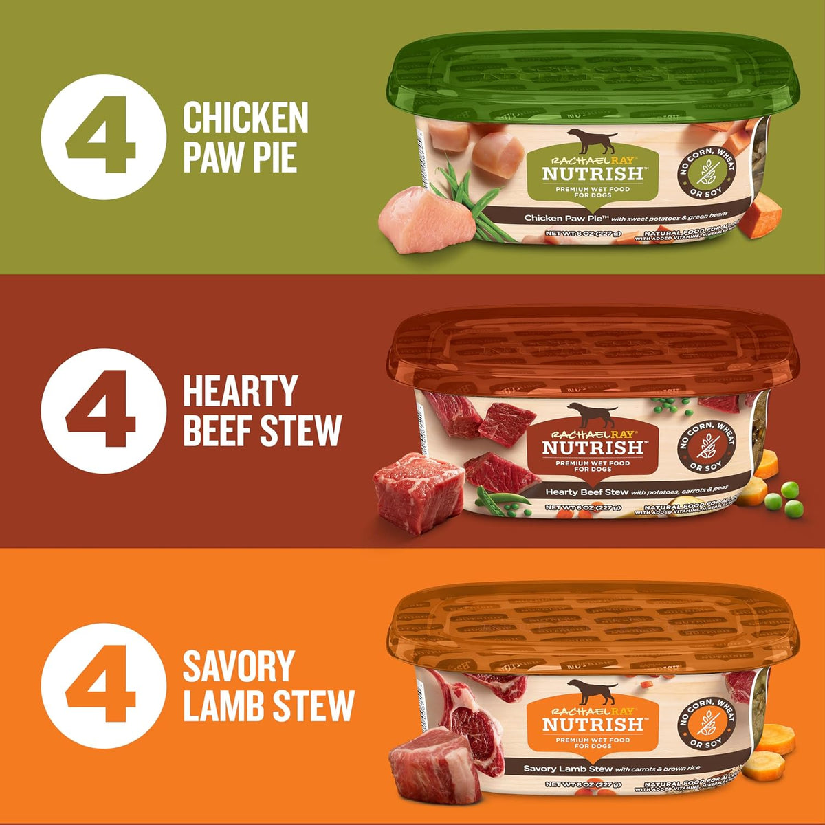 Nutrish Hearty Beef Stew Wet Dog Food, 8 oz. Tub (Pack of 8) (Rachael Ray)
