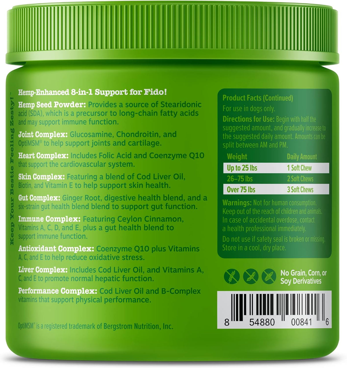Zesty Paws Dog Vitamins - Dog Multivitamins with Hemp - Chicken, 90 Ct