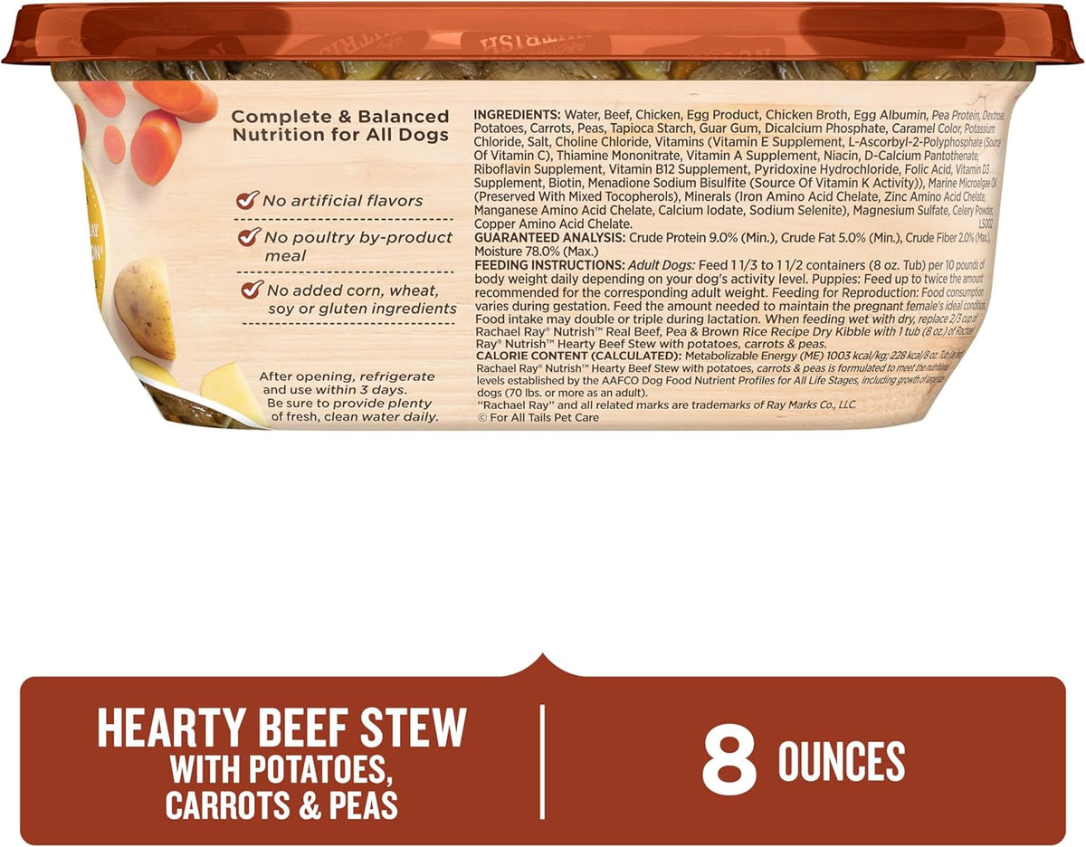 Nutrish Hearty Beef Stew Wet Dog Food, 8 oz. Tub (Pack of 8) (Rachael Ray)