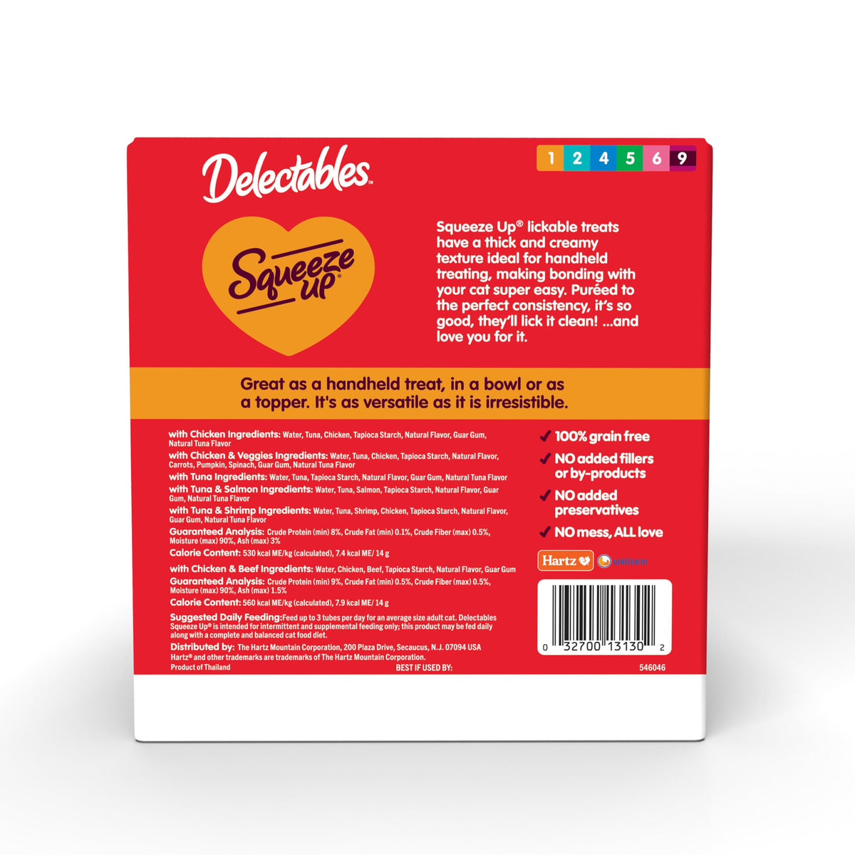 Delectables Squeeze Up Variety Pack, Creamy Squeezable Puree, Lickable Wet Cat Treats, Grain Free, No Added Fillers, No by-Products, No Added Preservatives, 0.5 Ounces Tube, 20 Tubes Total