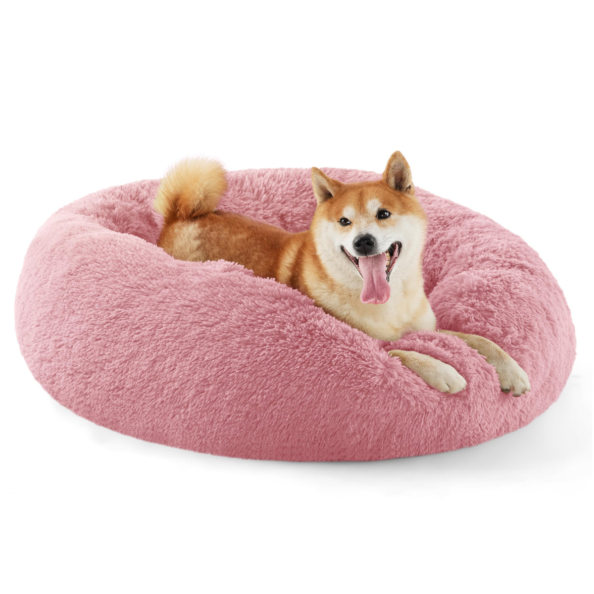 Bedsure Calming Small Medium Dog Bed Donut Washable Puppy Bed,27ins Camel