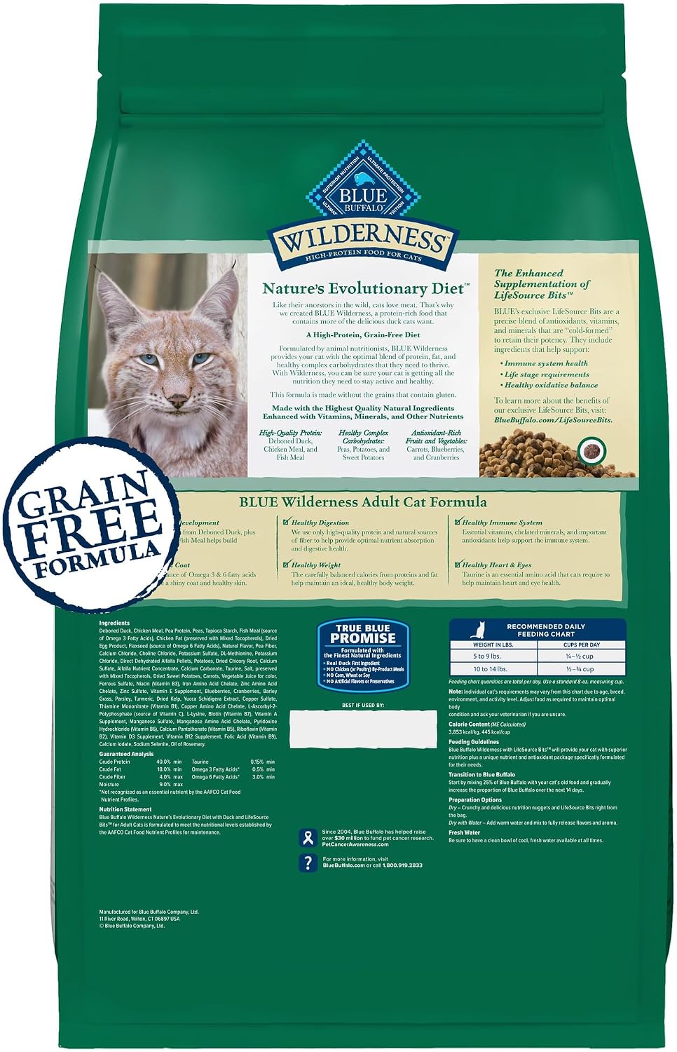 Blue Buffalo Wilderness Chicken Adult Dry Cat Food, Grain-Free, 12 lb