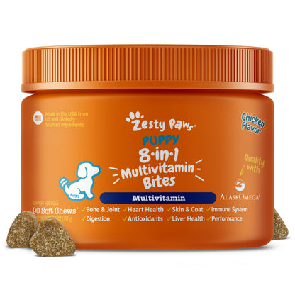 Zesty Paws Dog Vitamins - Dog Multivitamins with Hemp - Chicken, 90 Ct