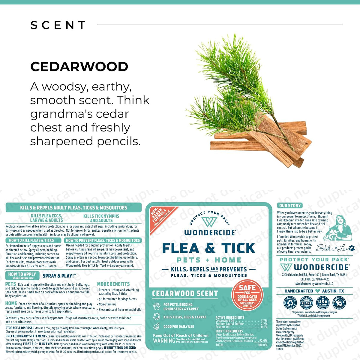 Wondercide - Flea Tick & Mosquito Spray for Pets & Home - Cedarwood 128 oz