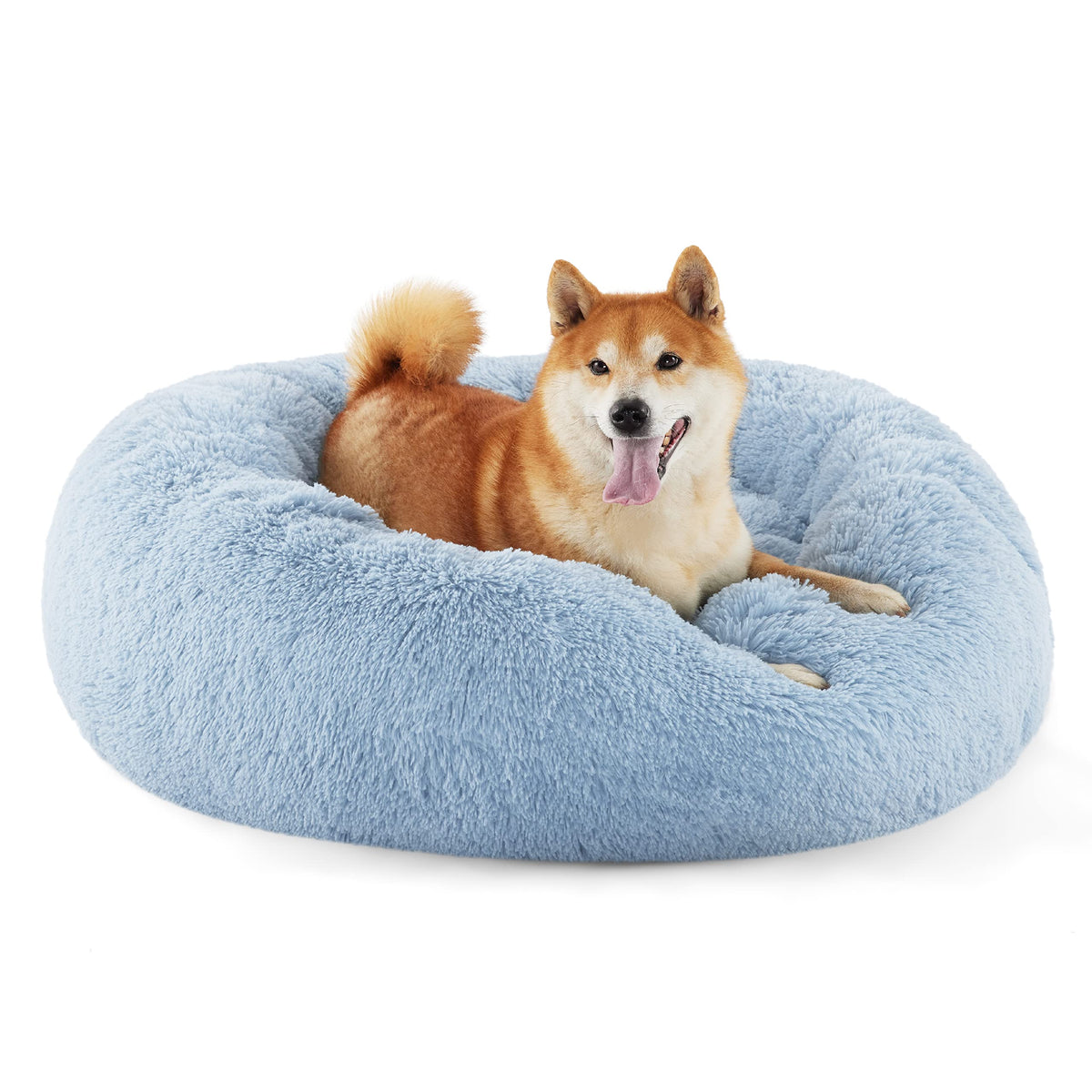 Bedsure Calming Small Medium Dog Bed Donut Washable Puppy Bed,27ins Camel
