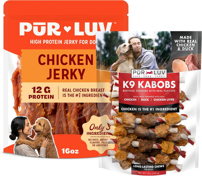Pur Luv Chicken Jerky Dog Treats,100% Real Chicken Breast, 16 Ounces