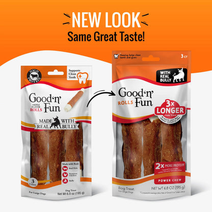 Good 'n' Fun Roll Long-Lasting Dog Treat for Large Dogs, 6 Count