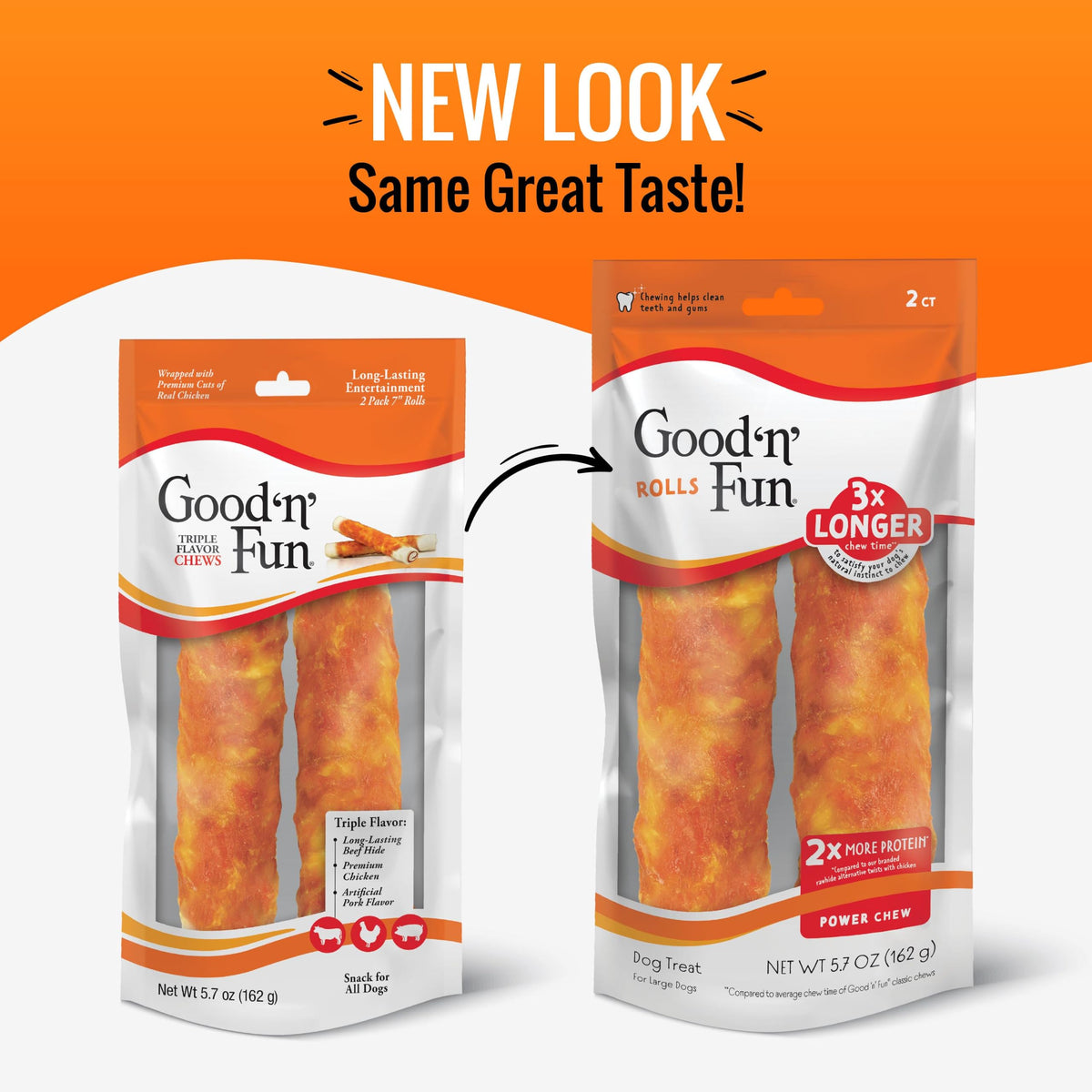 Good 'n' Fun Roll Long-Lasting Dog Treat for Large Dogs, 6 Count