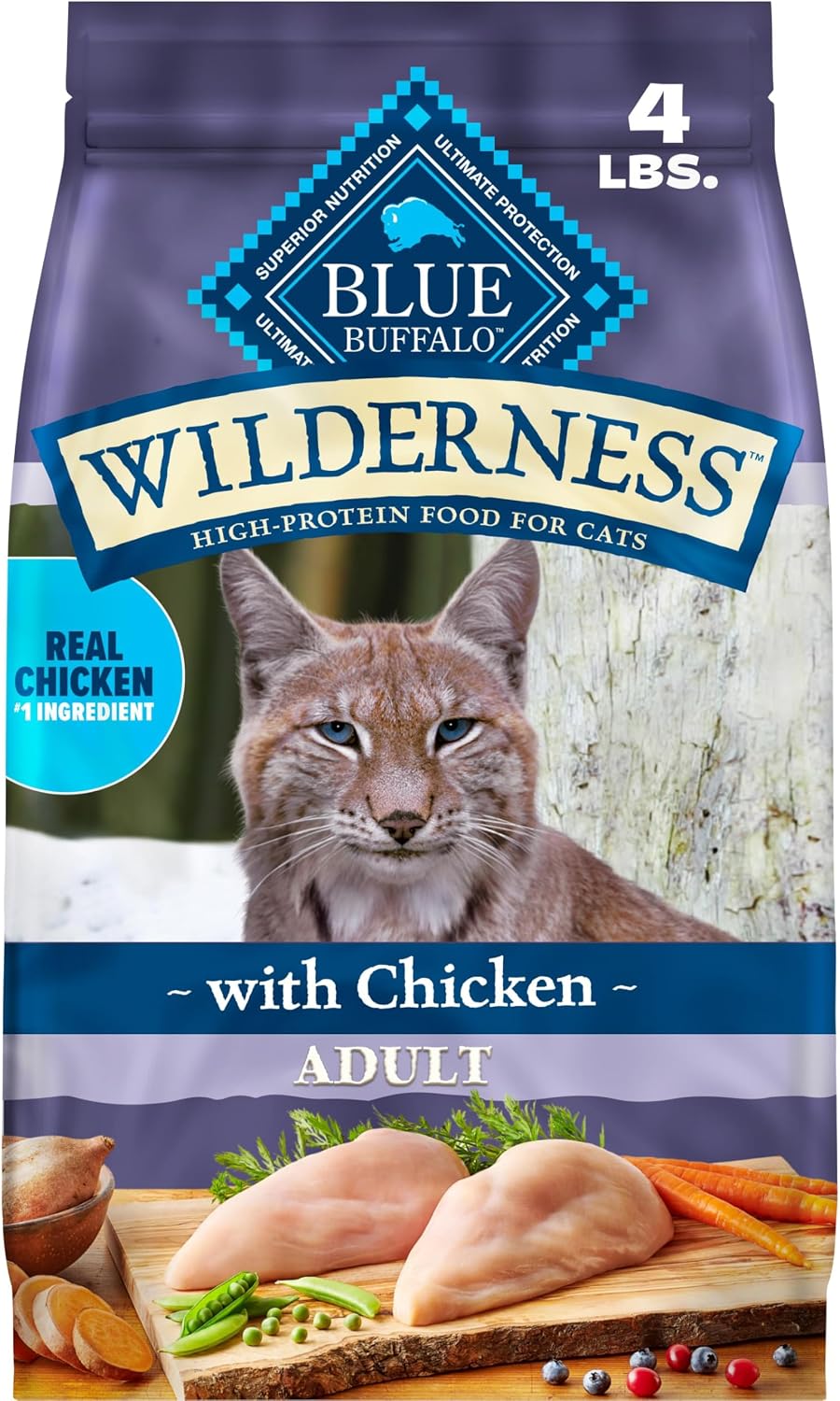 Blue Buffalo Wilderness Chicken Adult Dry Cat Food, Grain-Free, 12 lb