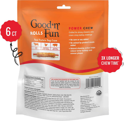 Good 'n' Fun Roll Long-Lasting Dog Treat for Large Dogs, 6 Count