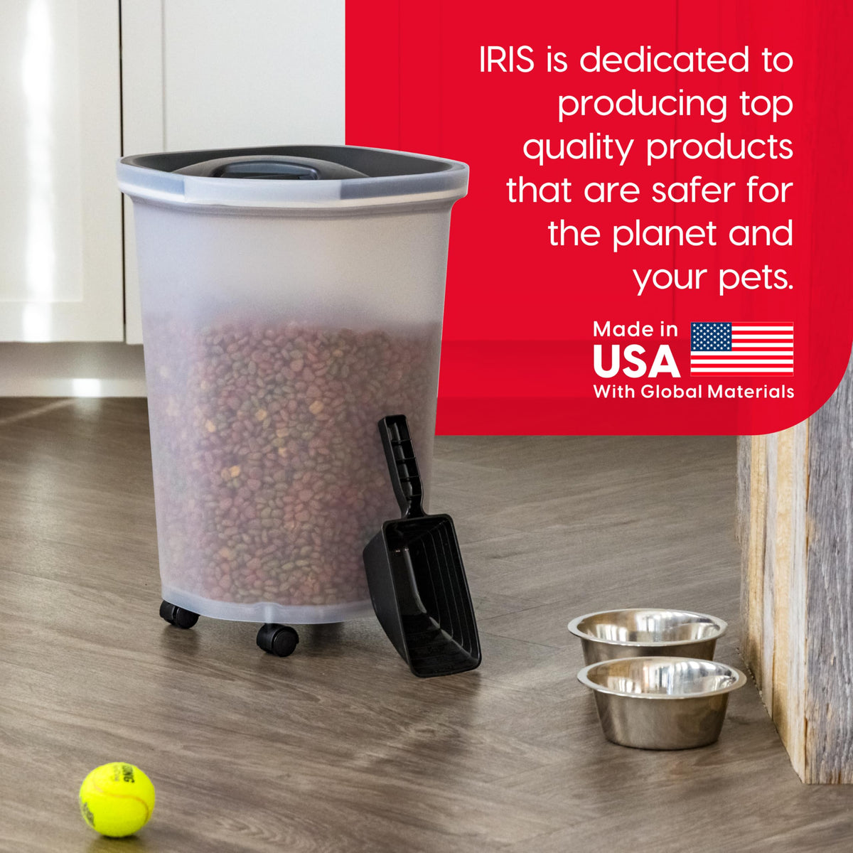 IRIS USA Dog Food Storage Container, Up to 10 lbs, Clear/Gray, Made in USA
