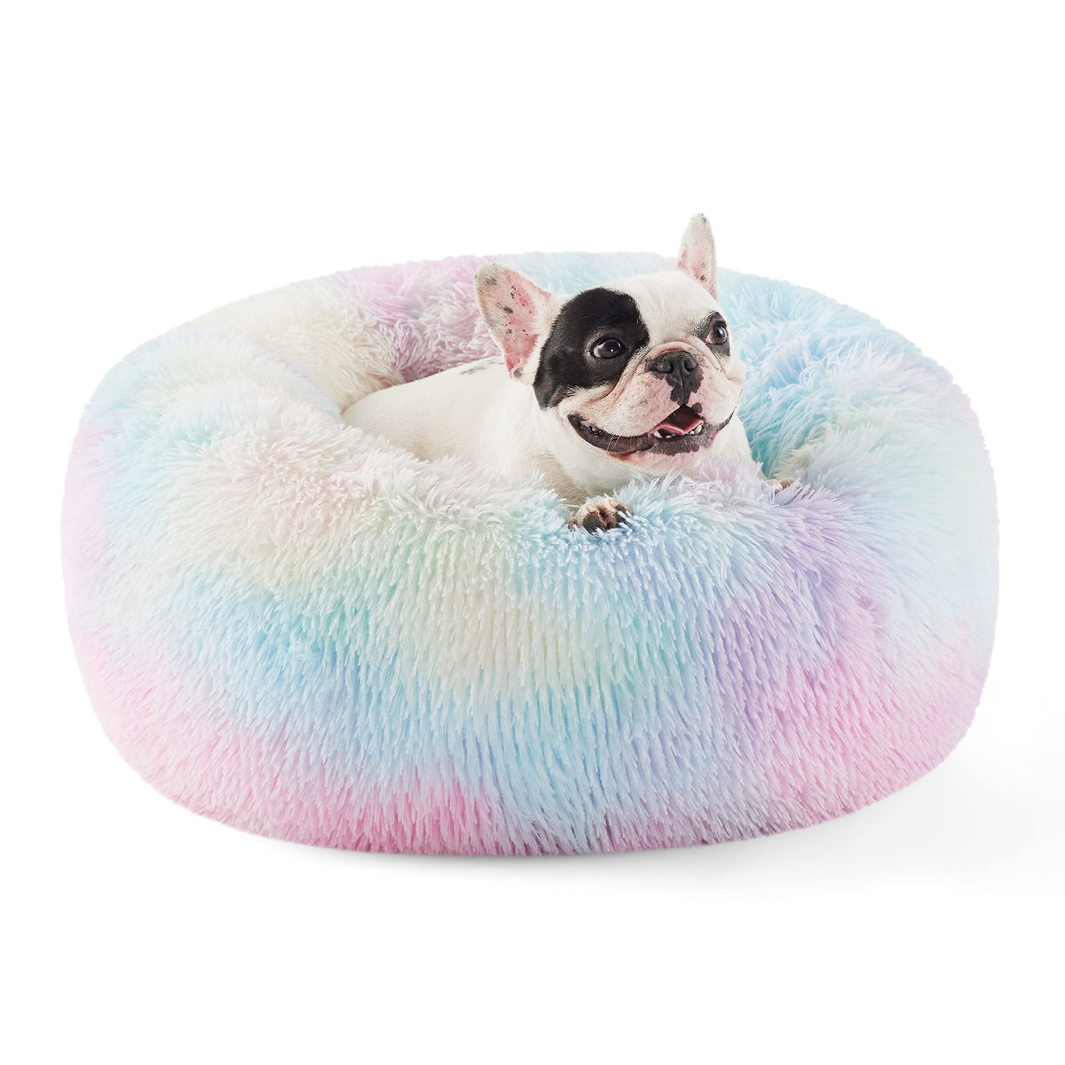 Bedsure Calming Small Medium Dog Bed Donut Washable Puppy Bed,27ins Camel