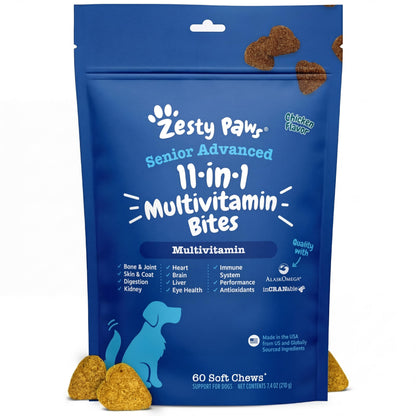 Zesty Paws Dog Vitamins - Dog Multivitamins with Hemp - Chicken, 90 Ct