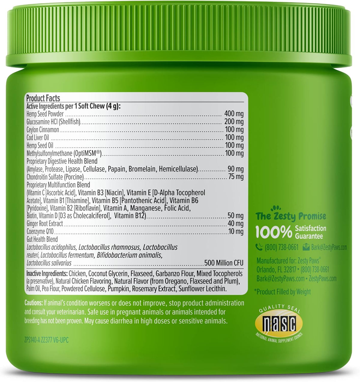 Zesty Paws Dog Vitamins - Dog Multivitamins with Hemp - Chicken, 90 Ct