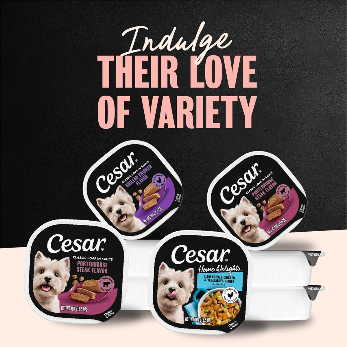 Cesar Classic Loaf in Sauce Wet Dog Food, Meaty Selects, 3.5 oz, 36 Count