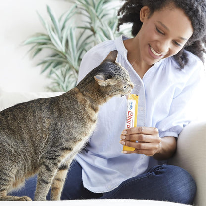 INABA Churu Cat Treats, Lickable, Squeezable Creamy Purée Cat Treat with Green Tea Extract & Taurine, 0.5 Ounces Each Tube, 50 Tubes, Tuna & Chicken Variety