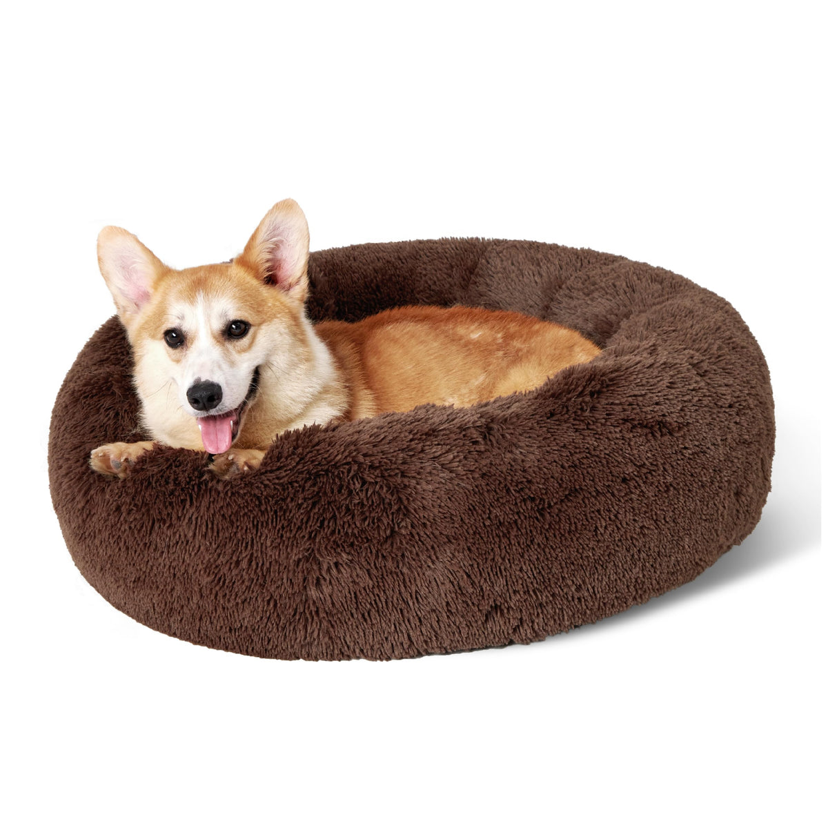 Bedsure Calming Small Medium Dog Bed Donut Washable Puppy Bed,27ins Camel