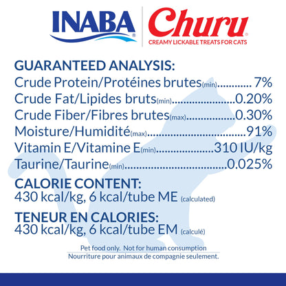 INABA Churu Cat Treats, Lickable, Squeezable Creamy Purée Cat Treat with Green Tea Extract & Taurine, 0.5 Ounces Each Tube, 50 Tubes, Tuna & Chicken Variety