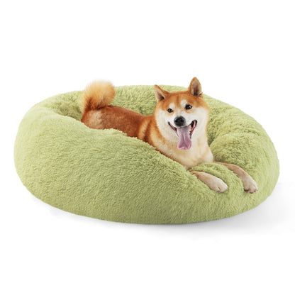 Bedsure Calming Small Medium Dog Bed Donut Washable Puppy Bed,27ins Camel