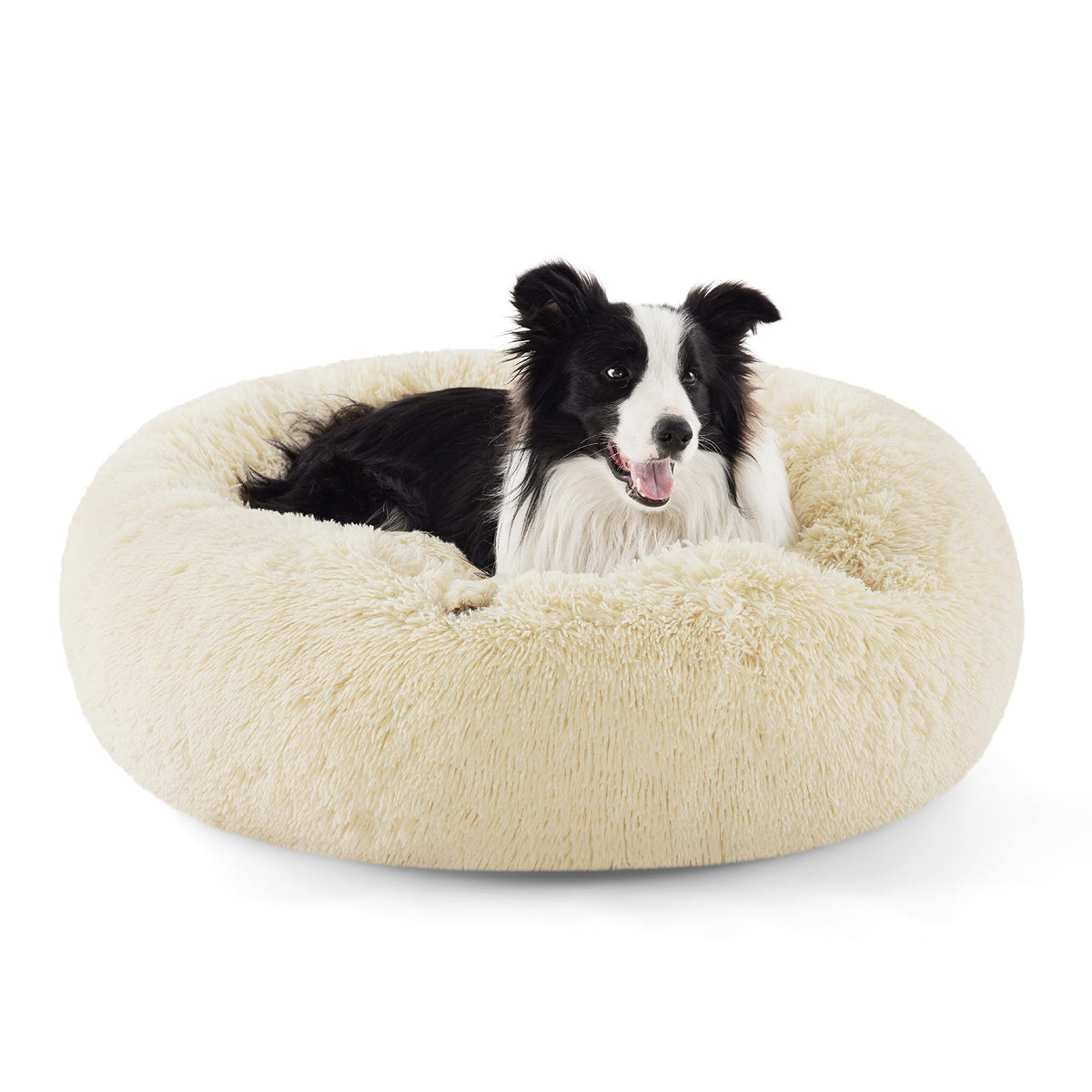 Bedsure Calming Small Medium Dog Bed Donut Washable Puppy Bed,27ins Camel