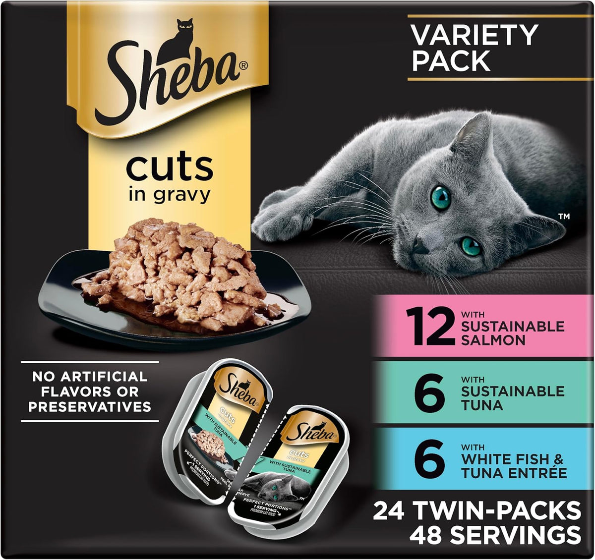 Sheba Perfect Portions Cuts Wet Cat Food, Multipack, 2.6 oz, 24 ct