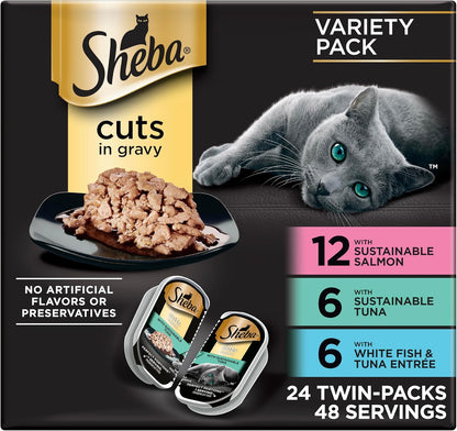 Sheba Perfect Portions Cuts Wet Cat Food, Multipack, 2.6 oz, 24 ct