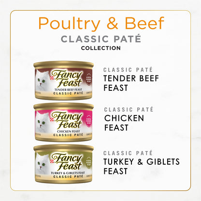 Purina Fancy Feast Classic Pate Wet Cat Food, 3 oz Cans, 30-Pack