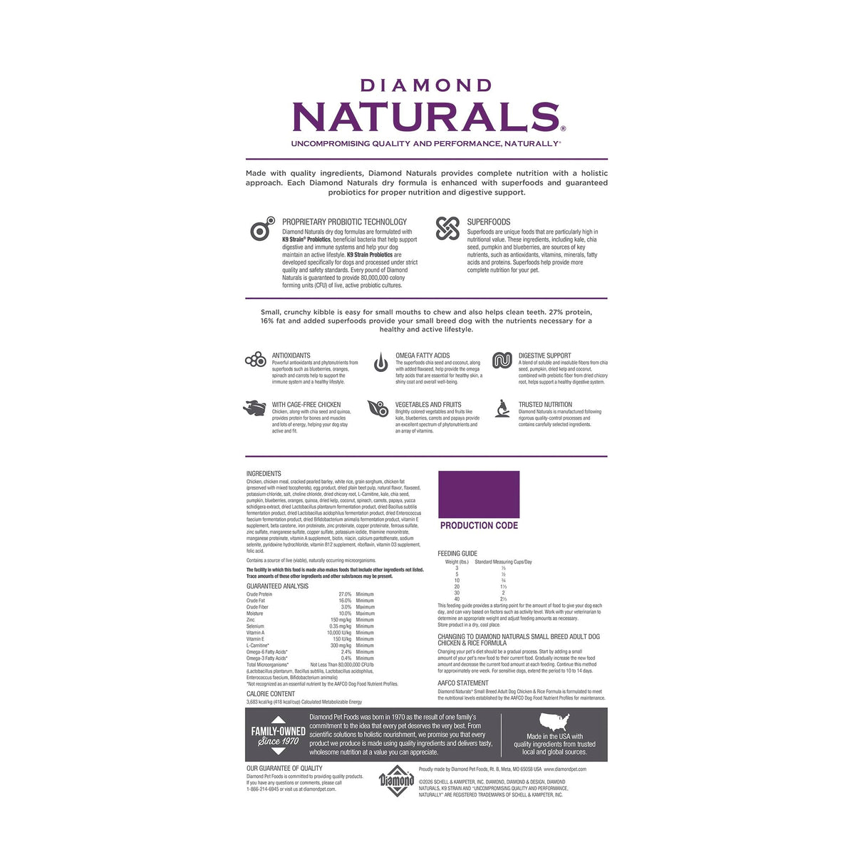 Diamond Naturals Adult Dry Dog Food, Lamb Meal & Rice, 40lb