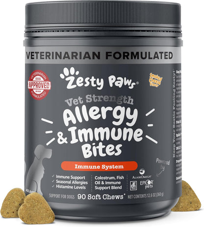 Zesty Paws Dog Allergy Chews - Dog Allergy Relief, Lamb, 90 Ct