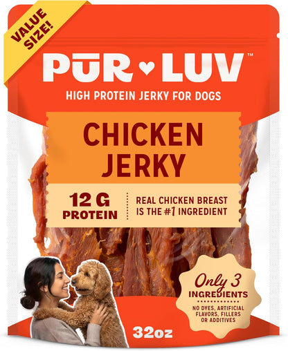 Pur Luv Chicken Jerky Dog Treats,100% Real Chicken Breast, 16 Ounces