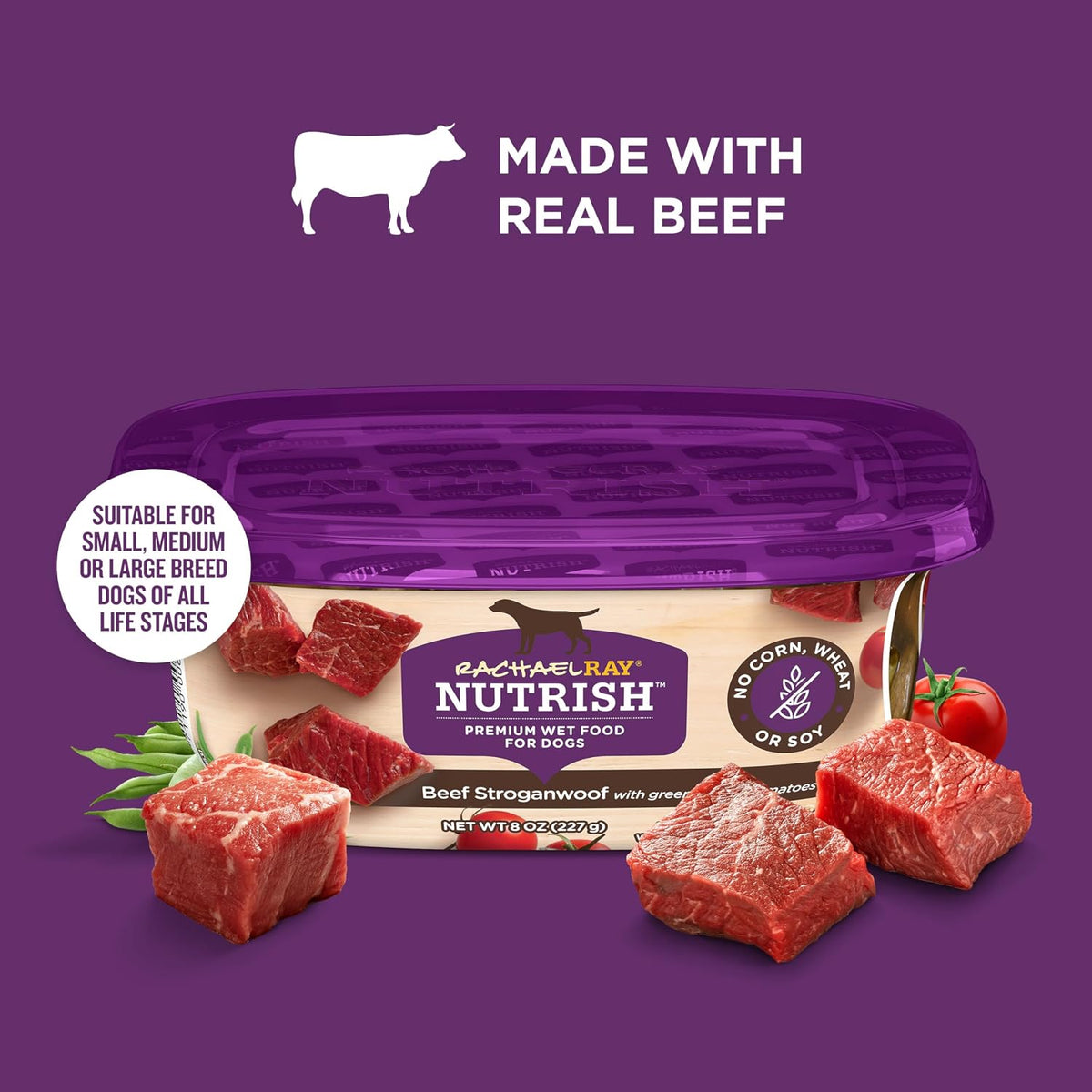 Nutrish Hearty Beef Stew Wet Dog Food, 8 oz. Tub (Pack of 8) (Rachael Ray)