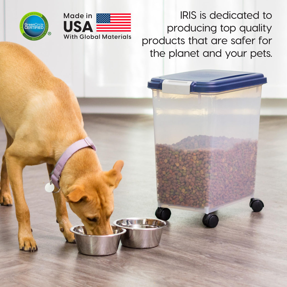 IRIS USA Dog Food Storage Container, Up to 10 lbs, Clear/Gray, Made in USA