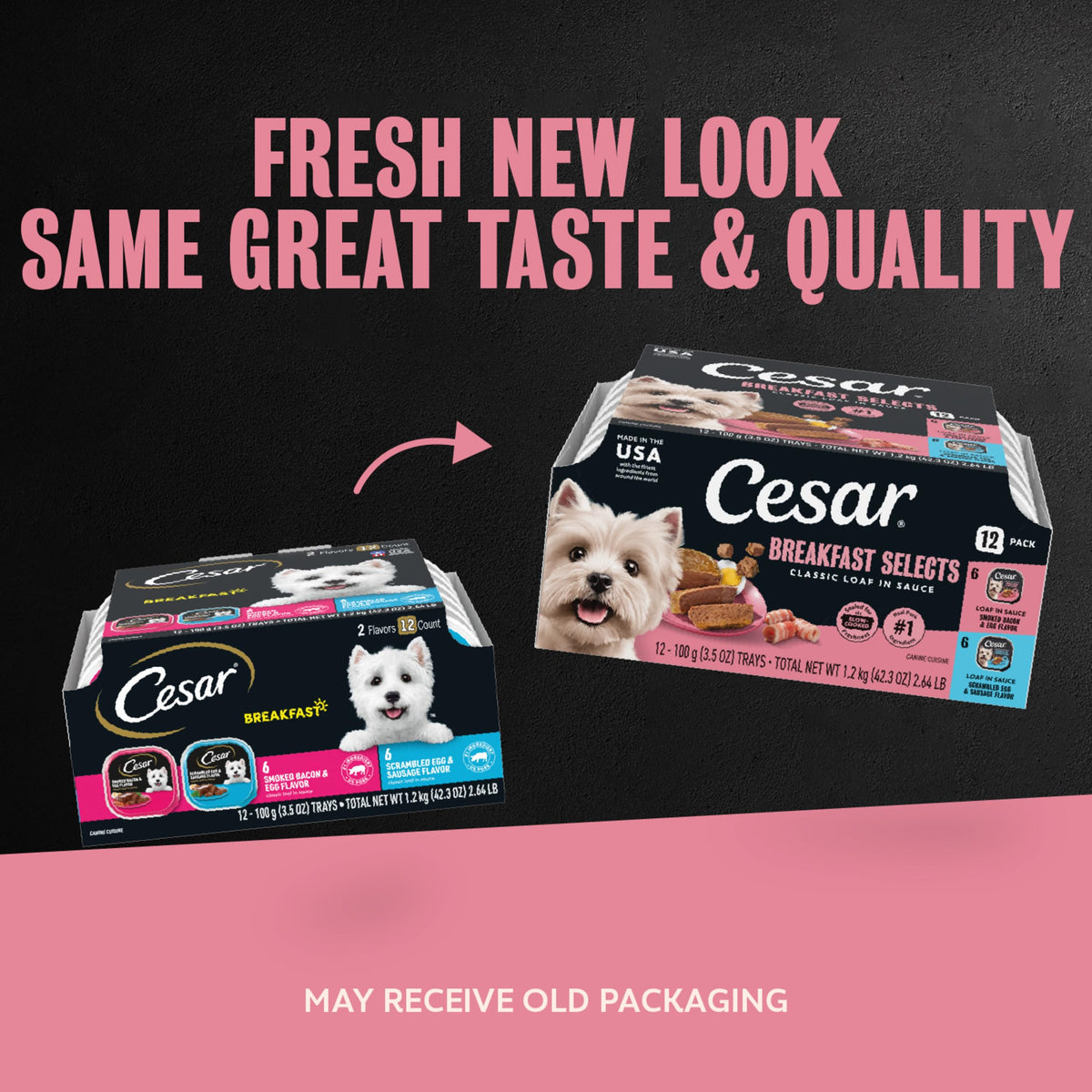 Cesar Classic Loaf in Sauce Wet Dog Food, Meaty Selects, 3.5 oz, 36 Count