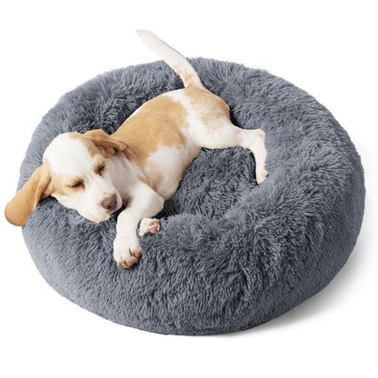 Bedsure Calming Small Medium Dog Bed Donut Washable Puppy Bed,27ins Camel