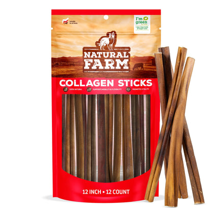 Natural Farm Odor-Free Bully Sticks (4-8”, 16oz) ALL-NATURAL Long-Lasting Chews, 100% Beef Pizzle, Grass-Fed, Grain-Free, Hormone-Free, Protein for Muscle Development & Energy, Perfect For Medium Dogs