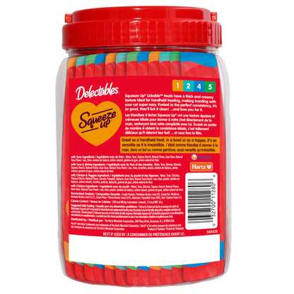 Delectables Squeeze Up Variety Pack, Creamy Squeezable Puree, Lickable Wet Cat Treats, Grain Free, No Added Fillers, No by-Products, No Added Preservatives, 0.5 Ounces Tube, 20 Tubes Total