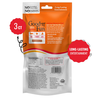 Good 'n' Fun Roll Long-Lasting Dog Treat for Large Dogs, 6 Count